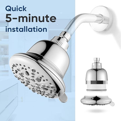 Cobbe Filtered Shower Head, 7 Modes High Pressure Shower Heads - 16 Stage Shower Head Filter for Hard Water for Remove Chlorine and Harmful Substances (Luxury Polished Chrome, 5 Inch Round)