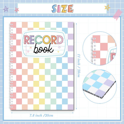 Fuyoooo Teacher Record Book 2026-2027 Teacher Grade Books Spiral Bound Record Planner 2026 Class Grade Book Office Favors for Classroom Attendance Planner Decoration Double Sided(Pastel, Checkered)