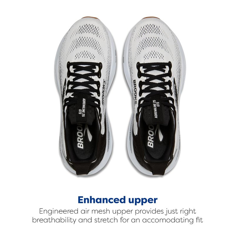 Brooks Women’s Adrenaline GTS 25 Supportive Running & Walking Shoe - White/Black/White - 5 Wide
