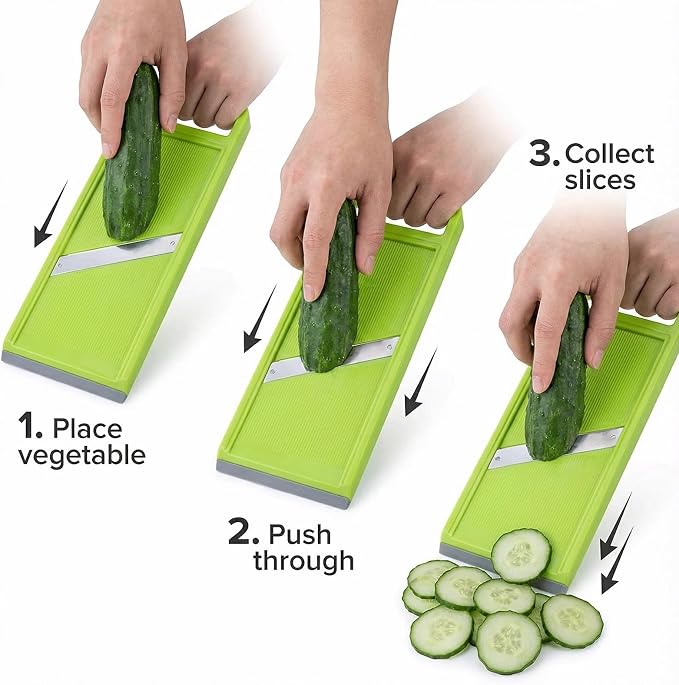 Handheld vegetable Slicer Potato Slicer: Suitable for Potatoes, Carrots, Zucchini, Cucumbers, Onions, Eggplants, Suitable for Making Potato Chips and Using Vegetable French (Green)