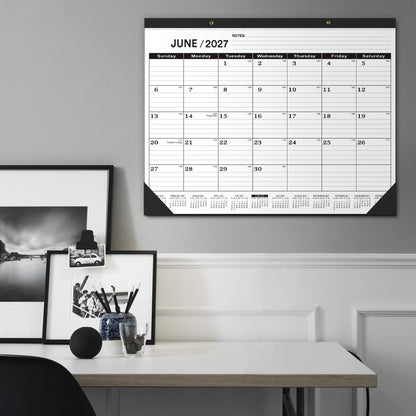 Desk Calendar 2026 Large 22x17,January 2026 to June 2027,Desk calendar 2026, Calendar 2026 with PVC Cover,Round Holes& NOTES List (Black),18 Months -3 PACK 2026 Desk Calender.