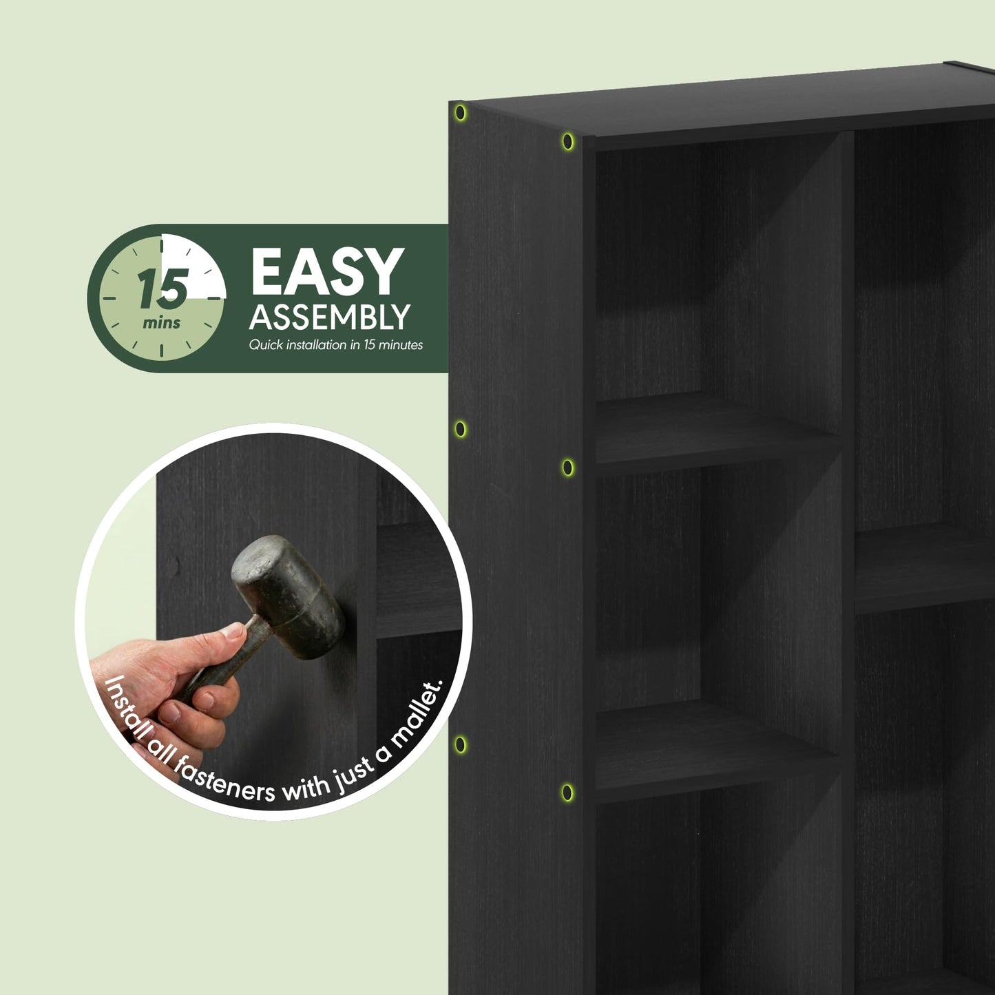 Furinno Luder 5-Cube No Tool Assembly Open Shelf, Blackwood