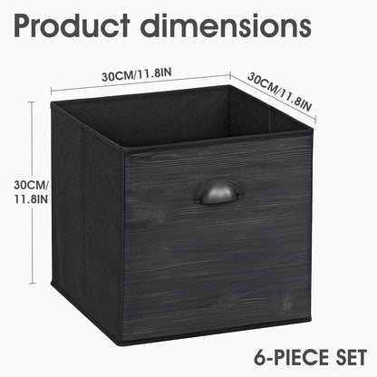 homyfort Faux Wood Grain Cube Storage Organizer Bins, 12x12 Inch Storage Cubes, Closet Cloth Baskets Box for Shelves, Set of 6