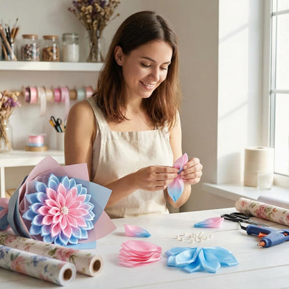 300 Pcs Decorative Pre-made Satin Ribbon Petals - Half-finished Floral Craft Supplies for Wedding Bouquets, Mother's Day Wreaths & Valentine's Day Gift Arrangements (300 Petals Hot Pink)