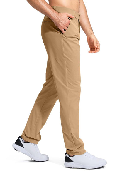 Pudolla Men's Golf Pants Mens Dress Pants Stretch Work Pants 32 Lightweight Quick Dry Slacks Casual Trousers with Pockets(Dark Khaki 38Wx32L)