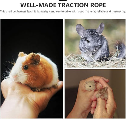 Small Pet Harness Leash Set 5pcs with Adjustable Chest Strap, Soft Fabric Squirrel Rabbit Guinea Pig Walking Rope for Outdoor Use Random Color