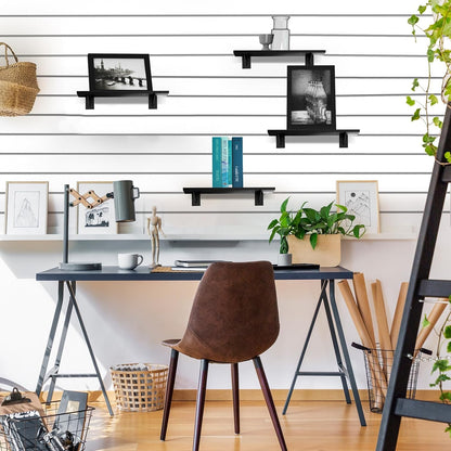 8 Pack Wooden Slatwall Shelf, 23.6"D x 11.8"W Slatwall Shelves with Metal Brackets Heavy Duty Slat Wall Organizer Slatwall Shelving Accessories for Garage, Home (8, 23.6"D x 11.8"W x 0.8"H)