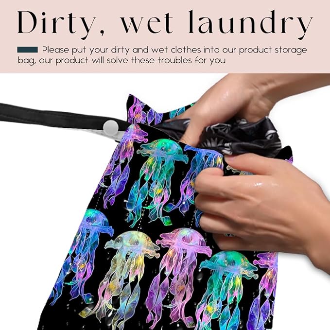 Waterproof Wet Bag for Swimsuit, Travel Beach Wet Dry Bag, Hidden Zipper