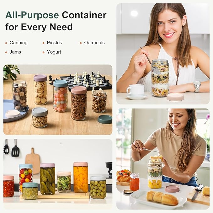 NETANY 6-pack 24oz Glass jars
