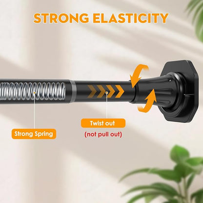 1.1 Inch Diameter Tension Closet Rods for Hanging Clothes 32-60 Inch, Adjustable Pole Closet to Hang Clothes, Heavy Duty Closet bar for Wardrobes with No Drilling Holder, Matte Black