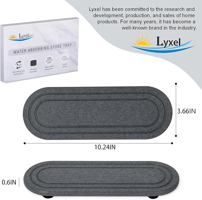 2PCS Water Absorbing Stone Tray, Fast Drying Diatomite Stone Sink Tray