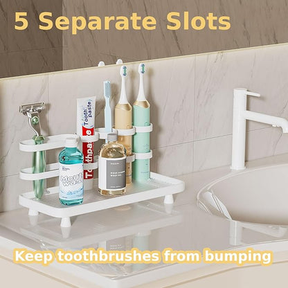 Electric Toothbrush Holder for Bathroom Countertop 5 Metal Slots Toothpaste
