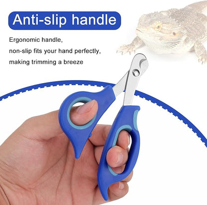 BOXOB Bearded Dragon Nail Clippers, Stainless Steel Pet Animal Lizard Cat Dog Toe Nail Scissors Trimmer Professional Reptile Grooming Tool with Precise Angled Edge for Small Reptiles Turtle Chameleon