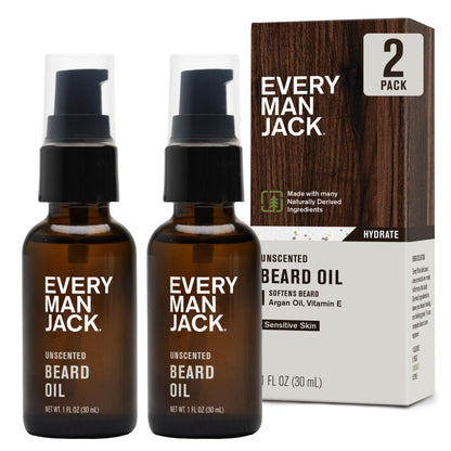 Every Man Jack Men's Beard Oil - Aged Bourbon Fragrance - Deeply Moisturizes and Softens Your Beard and Adds a Natural Shine - Naturally Derived with Shea Butter and Argan Oil - 1 fl oz