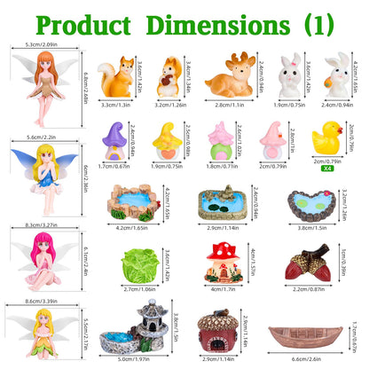 NSBUDIN 54 Pcs Fairy Garden Accessories - Miniature Garden Accessories Set with Resin Animal Figurines, Fairy Elves & Mini Ornaments for DIY Mini Garden & Terrarium