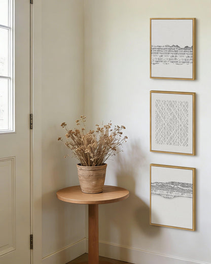 PHOPAGO Gray Abstract Framed Wall Art Mid Century Minimalist Wooden Pastel Boho Wall Decor Modern Neutral Farmhouse Rustic Art Decor - 11x14in Natural Framed
