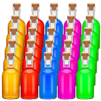 eispap 25 Pcs 1.7OZ Mini Glass Liquor with Lids Small Glass Wine Bottles Reusable Empty Alcohol Bottles for Christmas Birthday Weddings Party Favors (50ML25PC)