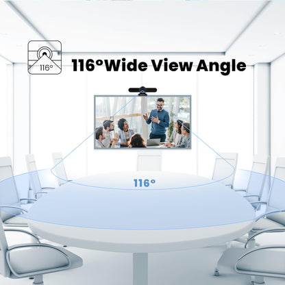 4K Webcam Conference Call TV Room Web Camera with Dual Microphones &Speaker, | All-in-One USB Video Camera, 116° Wide Angle, AI Auto Framing | Compatible with Zoom, OBS