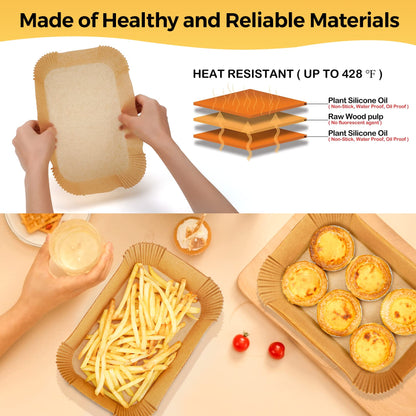Air Fryer Disposable Paper Liners - 150Pcs 8In Square Parchment Paper Non-Stick Airfryer Basket Liners for Steamer Microwave Oven, Deep Fryer Parts & Accessories