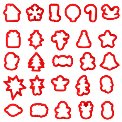 26pcs Christmas Polymer Clay Cutters for Ornaments, Resin Polymer Clay Molds Mini Xmas Holiday Embedded Clay Cutters 26 Design Polymer Clay Tools for Earrings Jewelry Making DIY Craft (Red)