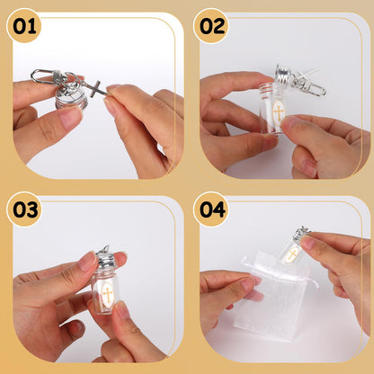 HCEWSBFD 36Sets Holy water Bottles Catholic Clear Holy water Container 7ml Agua Bendita with Holy Water Keychain Vial Crucifix and Sticker for Christian First Communion Gift Church Wedding Baptism