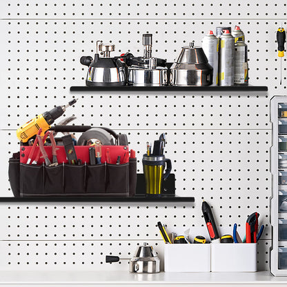 Daanxw Heavy Duty Pegboard Steel Shelves,Can Be Used for Walls or Pegboards,Floating Steel Shelves for Wall,Pegboard Shelf,Suitable for Bathroom,Bedroom,Kitchen and Garage,16 x 7 inch(4 Packs Black)