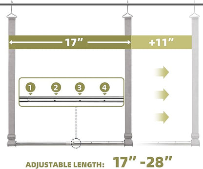 Hanging Closet Rod, 17-28In Width and Up to 32In Height Closet Extender