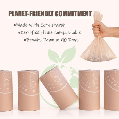 Bio-Based Dog Poop Bags, Silky Soft & Leak-Proof, Lavender-Scented, Made from Cornstarch 16 Rolls, 240 Bags