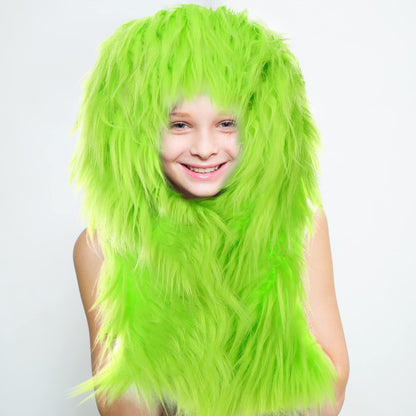 Tatuo 4 x 100 Inch Green Faux Fur Fabric Christmas Fluffy Fuzzy Craft Fake Fur Cuts Shaggy Synthetic Plush Patch Sewing DIY Winter Halloween Costume Gnome Beard Miniature Dolls Rugs Mats Gift