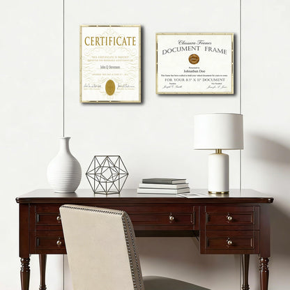 YiPinYin Gold 8.5x11'' Bamboo Detail Designs Metal Certificate Frame 2pack,8.5x11'' Document Frames,Elegant Gold Plated Certificate Frames With Soft Touch Velvet & Backing for Desktop and Wall Décor