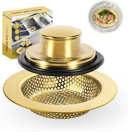 RQYEKDO Kitchen Sink Strainers Sink Stopper Kits, Stainless Steel Sink Drain