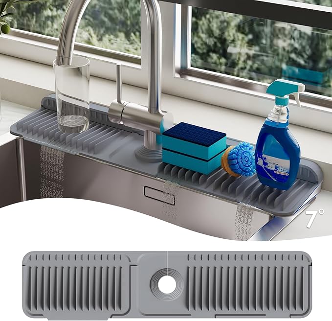 24 Inch Silicone Faucet Mat for Kitchen Sink Splash Guard
