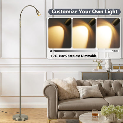 Reading Floor Lamp, 72" Tall LED Lamp with Flexible Gooseneck, Dimmable Zoomable Spotlight, Adjustable Color Beam Standing Lamp, Touch & Remote Control, Task Craft Bedroom Living Room (Bronze)
