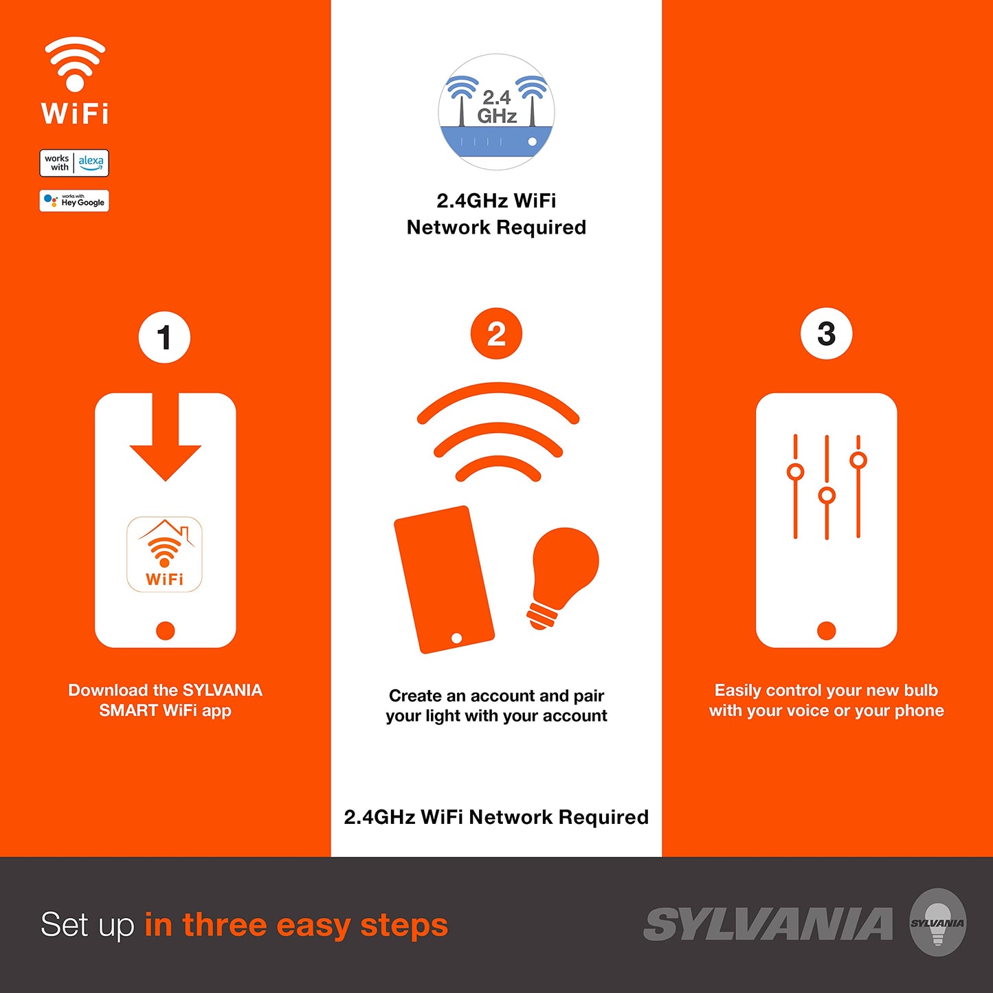 SYLVANIA Wifi LED Smart Light Bulb, 60W Equivalent Full Color and Tunable White A19, Dimmable, Compatible with Alexa and Google Home Only - 4 Pack (75674)