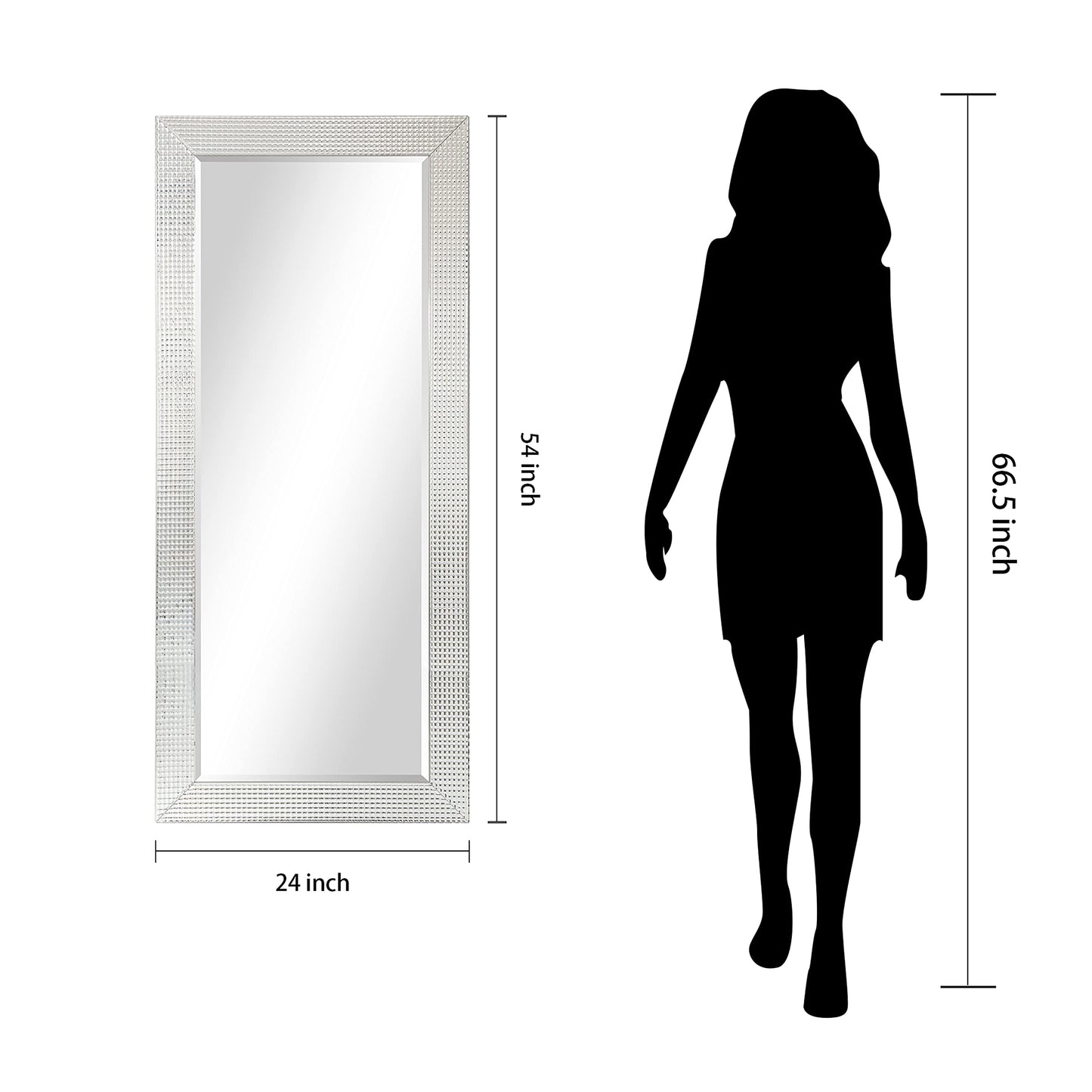 Empire Art Direct 54" x 24" Beveled Wall Mirror, Full Length, Wall-Mounted Mirrors with Solid Wood Frame Covered Prism Panels, Modern Mirror for Bathroom, Vanity, Bedroom, Hallway, Living Room