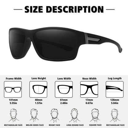 STORYCOAST Polarized Sports Sunglasses for Men Women Unbreakable Frame Cycling Fishing Driving Black+Blue Mirror 2Pack