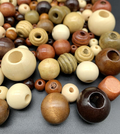 520pcs Wooden Beads for Jewelry Making Adults, Assorted Wood Beads for Jewelry Bracelets Necklace Earring Making DIY Craft Project
