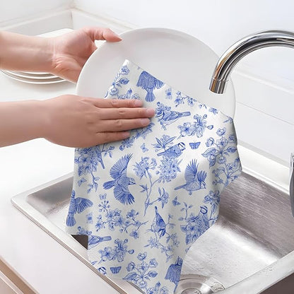 Chinoiserie Floral Kitchen Dish Towels 16x24 Inch, Chinoiserie Decor