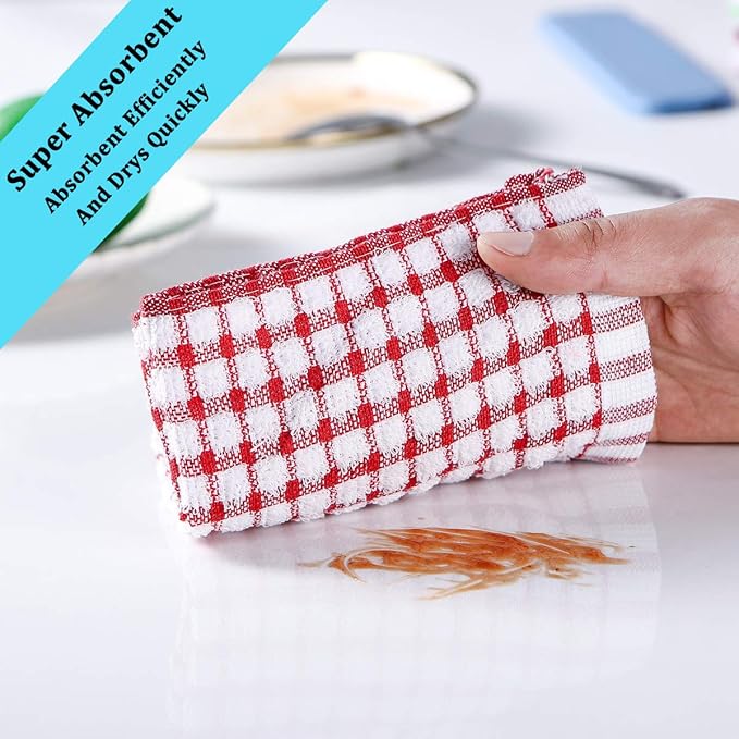 Kitchen Towels and Dishcloths Set, 16 x 25 12 12, Set of Bulk Cotton Dish