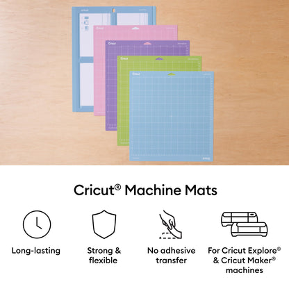 Cricut StrongGrip Cricut Cutting Mat 12in x 12in, Craft Mat for Cricut Maker & Explore, Use with Heavyweight Materials - Specialty Cardstock, Matboard & More, Reusable, Clear Protective Film (3 Count)