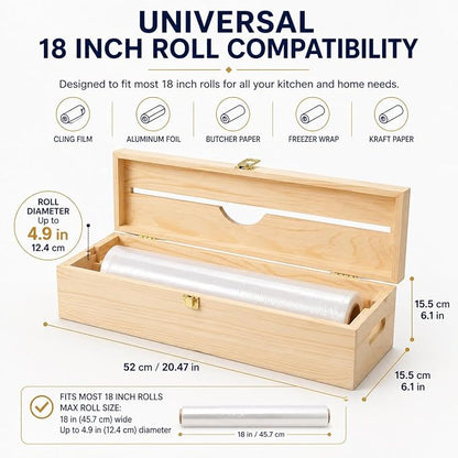 18 Inch Foil Dispenser with Cutter,Plastic Wrap Dispenser,Butcher Paper Holder,Kraft Freezer Wax Paper Roll Organizer for Countertop