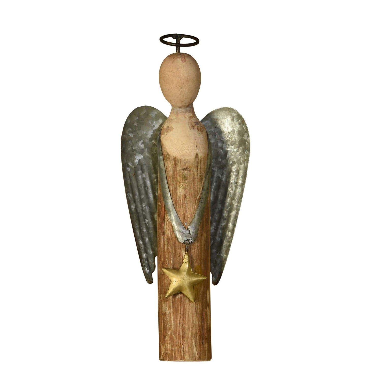 AREOhome HomArt 5708-0 Angel with Star, Small, Wood and Metal