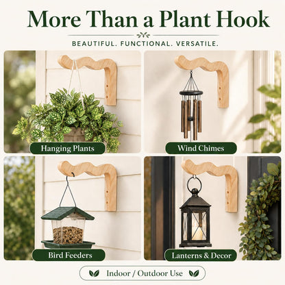 FGSAEOR Wavy Wooden Plant Hangers Wall Mount Hanging Plant Hooks 2 Pack