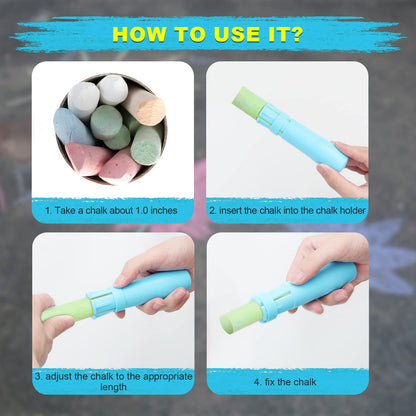 Windspeed Sidewalk Chalk Holder - 10 Pcs Railroad and Jumbo 1 Inch Plastic Holders for Kids, Teachers, Students, School, Office and Artists