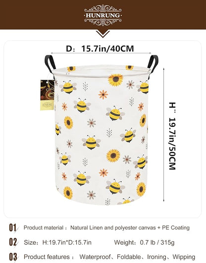 HUNRUNG Laundry Hamper, Large Canvas Fabric Lightweight Storage Basket Toy