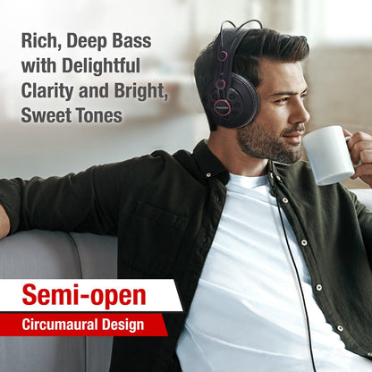 Superlux HD681 Semi-Open Studio Headphones, Wired Over-Ear with 50mm Neodymium Drivers, Single-Sided Cable, 10-30,000Hz, for Monitoring, Recording, Mixing, Podcast, Music