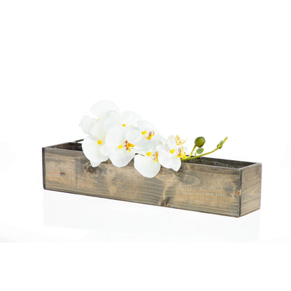 Wooden Planter Box, Rustic Barn Wood with Plastic Liner l Restaurant and Wedding Decorations l Wedding Bouquets, Table Centerpiece (20x4 Set of 2, Natural)