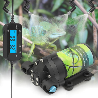 Reptile Misting System with Timer, 6 Adjustable-Joint Nozzles, Self-Priming Pump, Quiet Fine Mist for Chameleons, Geckos, Frogs & Terrariums