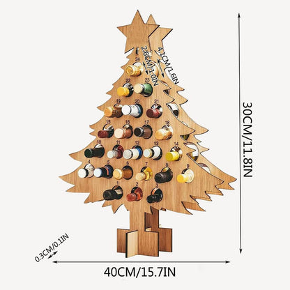 Christmas Countdown Wine Rack, Christmas Tree Wine Rack, Wooden Advent Calendar 24 Days Christmas Tree Wine Bottle Holder, Adult Christmas Tree Countdown Decorations(Tree-S)