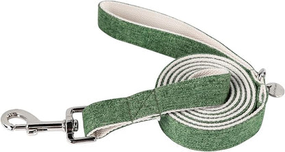 DOGWONG Cotton Hemp Dog Collar - Heavy-Duty Green Durable Soft Natural Fabric Pet Collar, Cute Wedding Puppy Necklace for Small Medium Large Dogs